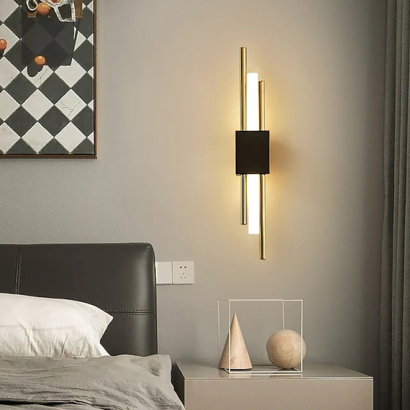 LED Wandlamp van Metaal en Acryl in Zwart en Goud voor Slaapkamer, Woonkamer en Hal