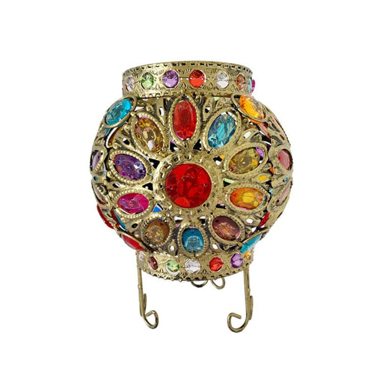 LED Tafellamp met Acryl Kralen en Bronskleurige Afwerking voor Nachtkastje