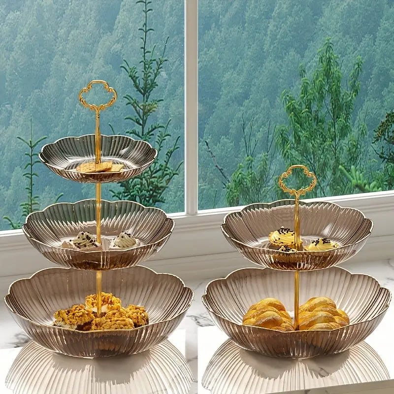 Stapelbare metalen fruitmand met 2 lagen voor keuken en eettafelopslag