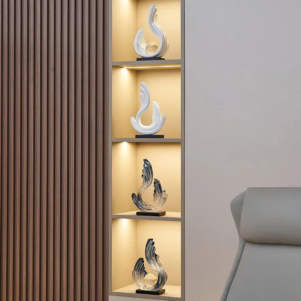 Glazen Ornament met Vloeiende Lijnen voor Interieurdecoratie