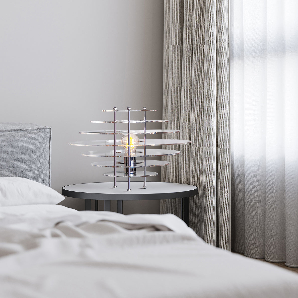 Tafellamp met Metaal en Acryl Behuizing en LED Compatibiliteit voor Binnengebruik