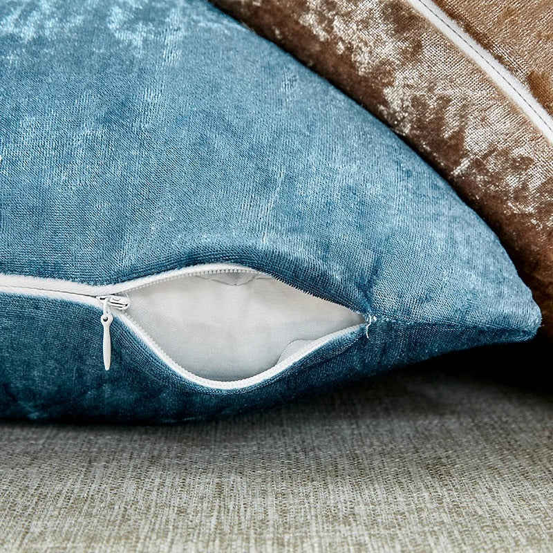 Fluwelen sierkussenhoes met verfrommelde textuur voor woon- en slaapkamer – Smaragdgroen