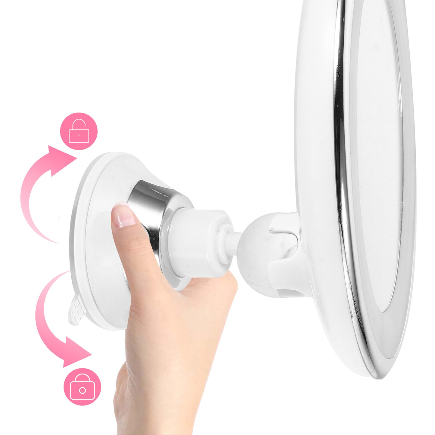Make-up Spiegel met 10x Vergroting en LED Verlichting – Draaibaar met Zuignap