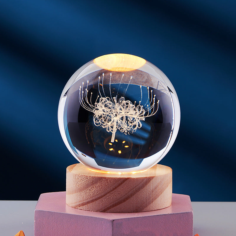 3D LED Nachtlamp met Houten Voet en Meerkleurige Verlichting