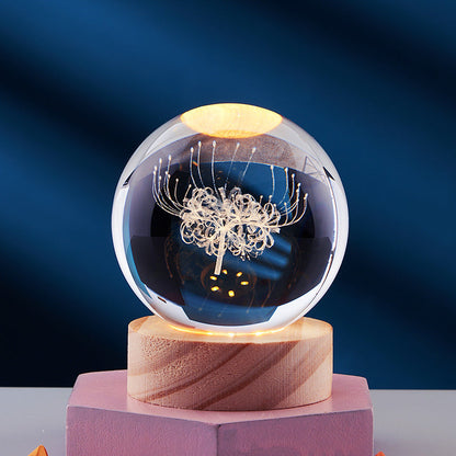 3D LED Nachtlamp met Houten Voet en Meerkleurige Verlichting