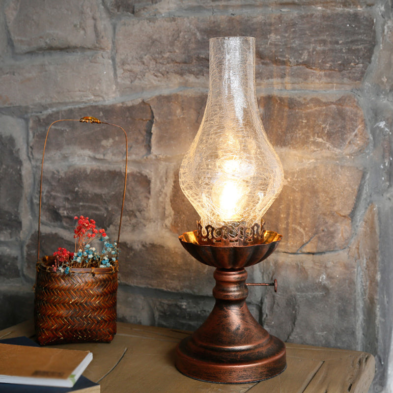 Glass Tafellamp met Craquele Lampenkap en E27 Fitting voor Slaapkamer