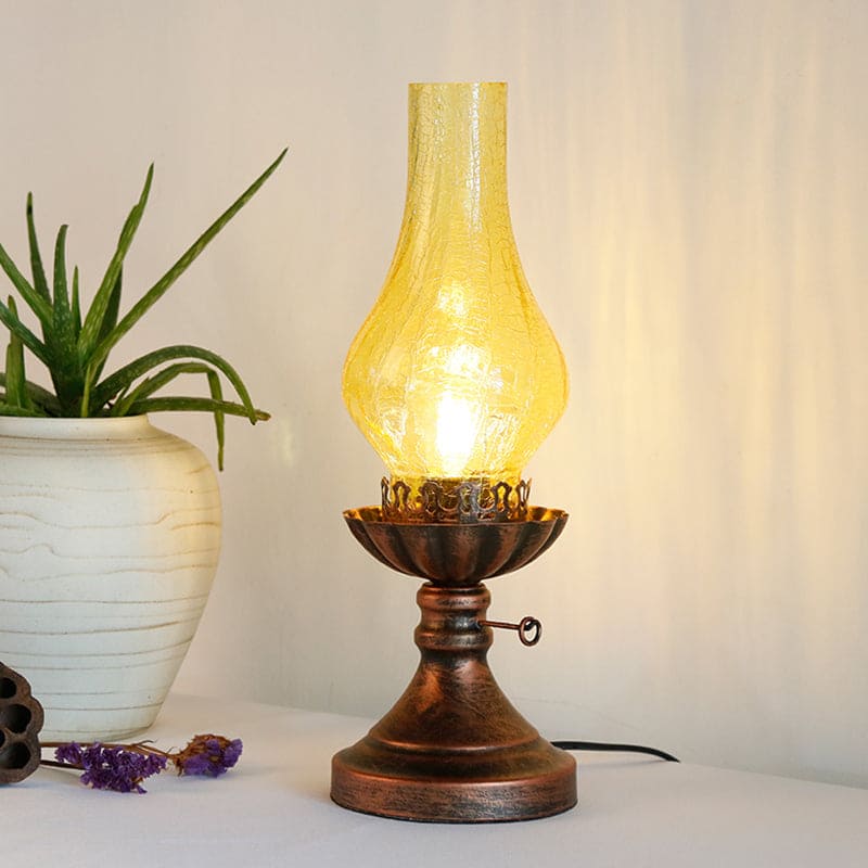 Glass Tafellamp met Craquele Lampenkap en E27 Fitting voor Slaapkamer
