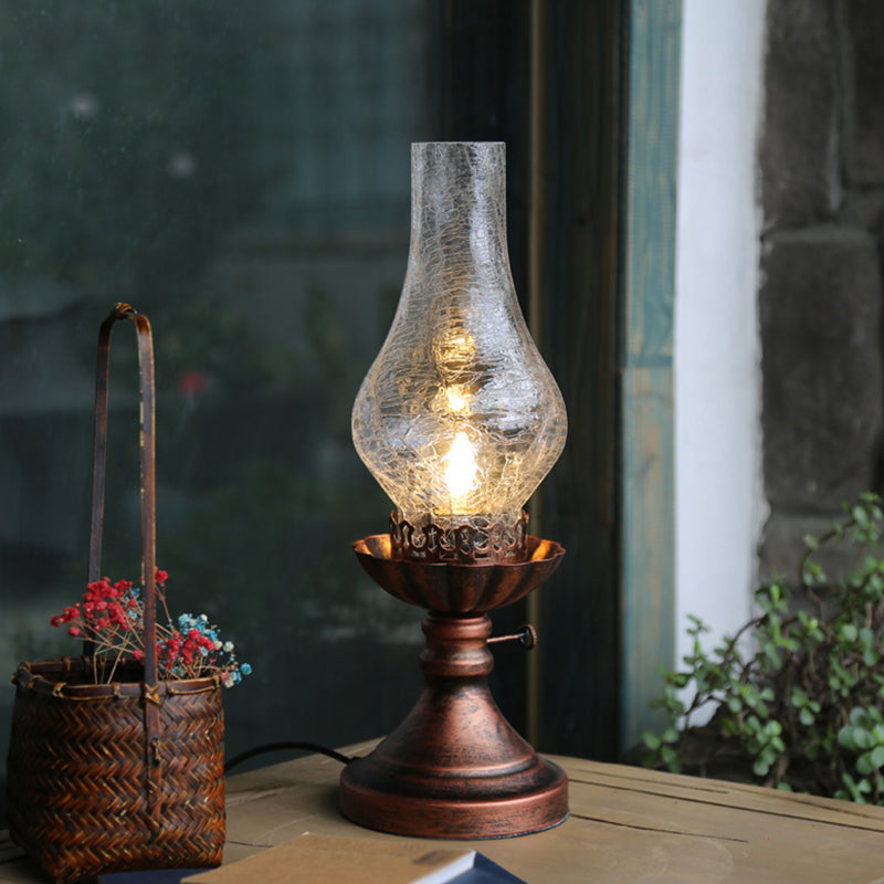 Glass Tafellamp met Craquele Lampenkap en E27 Fitting voor Slaapkamer