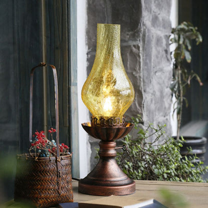 Glass Tafellamp met Craquele Lampenkap en E27 Fitting voor Slaapkamer