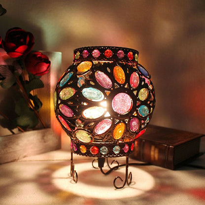 LED Tafellamp met Acryl Kralen en Bronskleurige Afwerking voor Nachtkastje