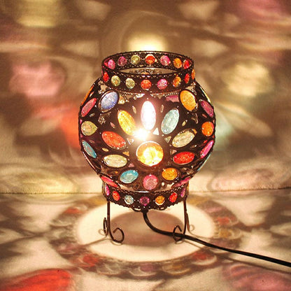 LED Tafellamp met Acryl Kralen en Bronskleurige Afwerking voor Nachtkastje