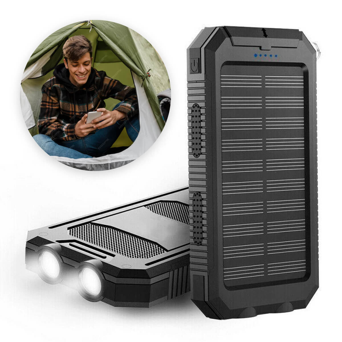 Zonne-energie Powerbank met 500000mAh Capaciteit en Dubbele USB-poorten