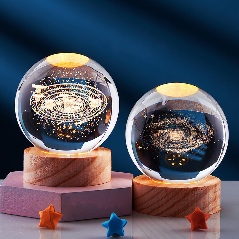 Kristallen Tafellamp met 3D Effect en LED Verlichting via USB