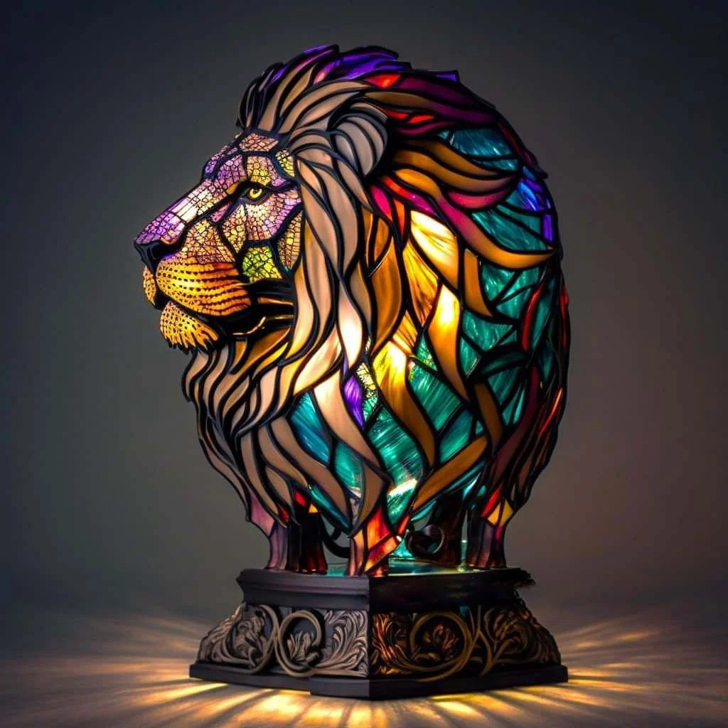 Raamornament van Gekleurd Glas met Natuurlijke Dierenmotieven – Decoratief Lichtspel voor Huis en Serre