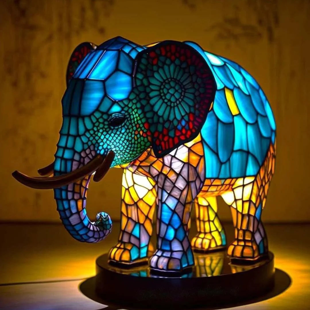Raamornament van Gekleurd Glas met Natuurlijke Dierenmotieven – Decoratief Lichtspel voor Huis en Serre