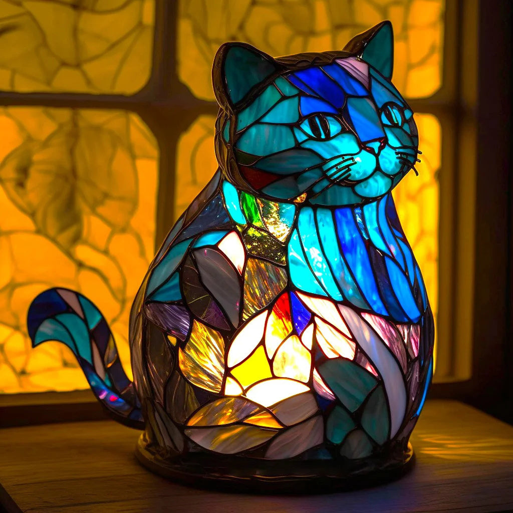 Raamornament van Gekleurd Glas met Natuurlijke Dierenmotieven – Decoratief Lichtspel voor Huis en Serre