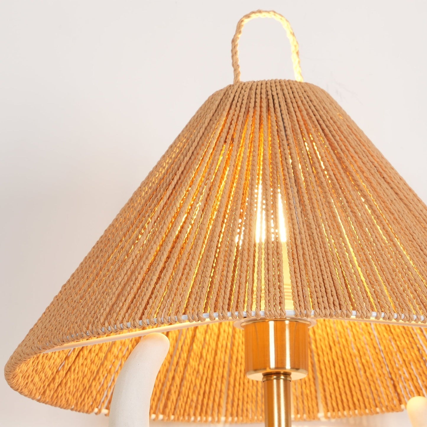 Keramische Tafellamp met Raffia Lampenkap en E27 Fitting