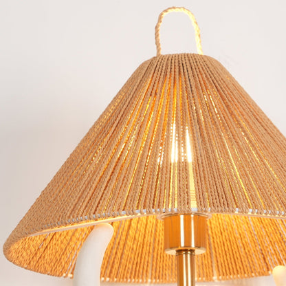 Keramische Tafellamp met Raffia Lampenkap en E27 Fitting