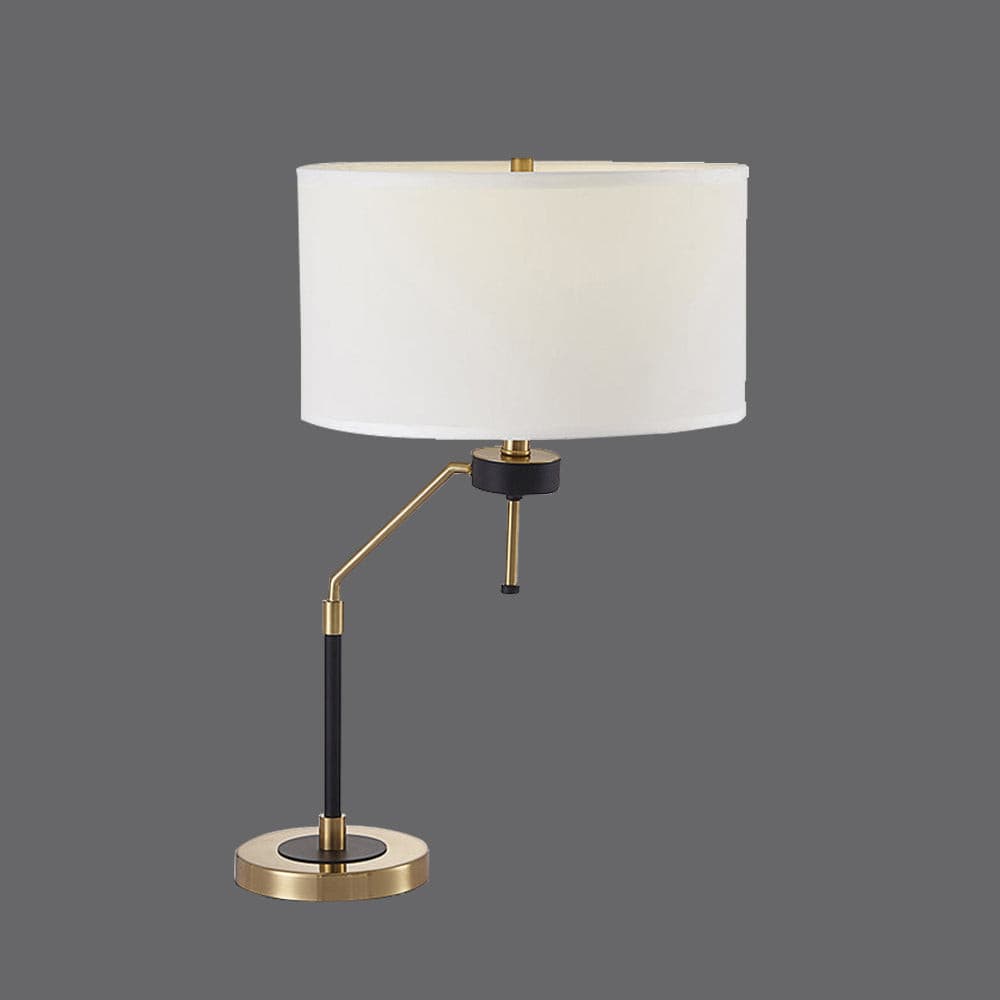 Tafellamp met Metalen Voet en Stoffen Lampenkap in Beige