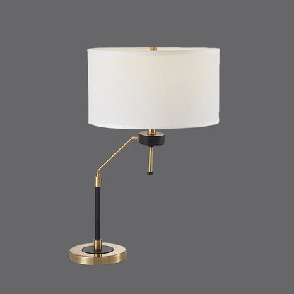 Tafellamp met Metalen Voet en Stoffen Lampenkap in Beige