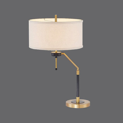 Tafellamp met Metalen Voet en Stoffen Lampenkap in Beige
