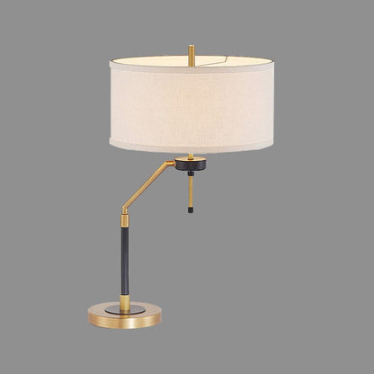 Tafellamp met Metalen Voet en Stoffen Lampenkap in Beige