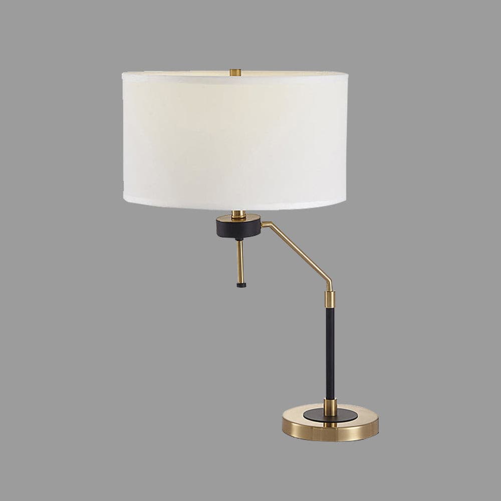 Tafellamp met Metalen Voet en Stoffen Lampenkap in Beige