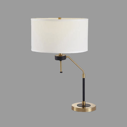 Tafellamp met Metalen Voet en Stoffen Lampenkap in Beige
