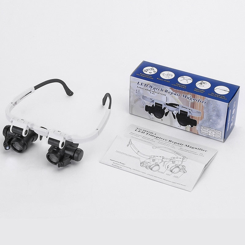 LED Vergrootbril met Verstelbare Lens en Hoofdband voor Precisiewerk en Reparaties