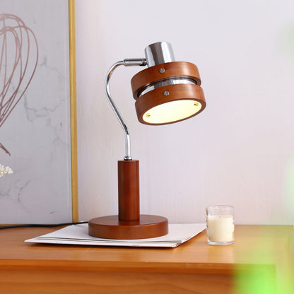 Tafellamp met Draaibare Kop en Houten Frame voor Bureau en Nachtkastje