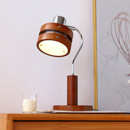 Tafellamp met Draaibare Kop en Houten Frame voor Bureau en Nachtkastje