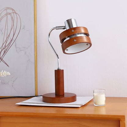 Tafellamp met Draaibare Kop en Houten Frame voor Bureau en Nachtkastje