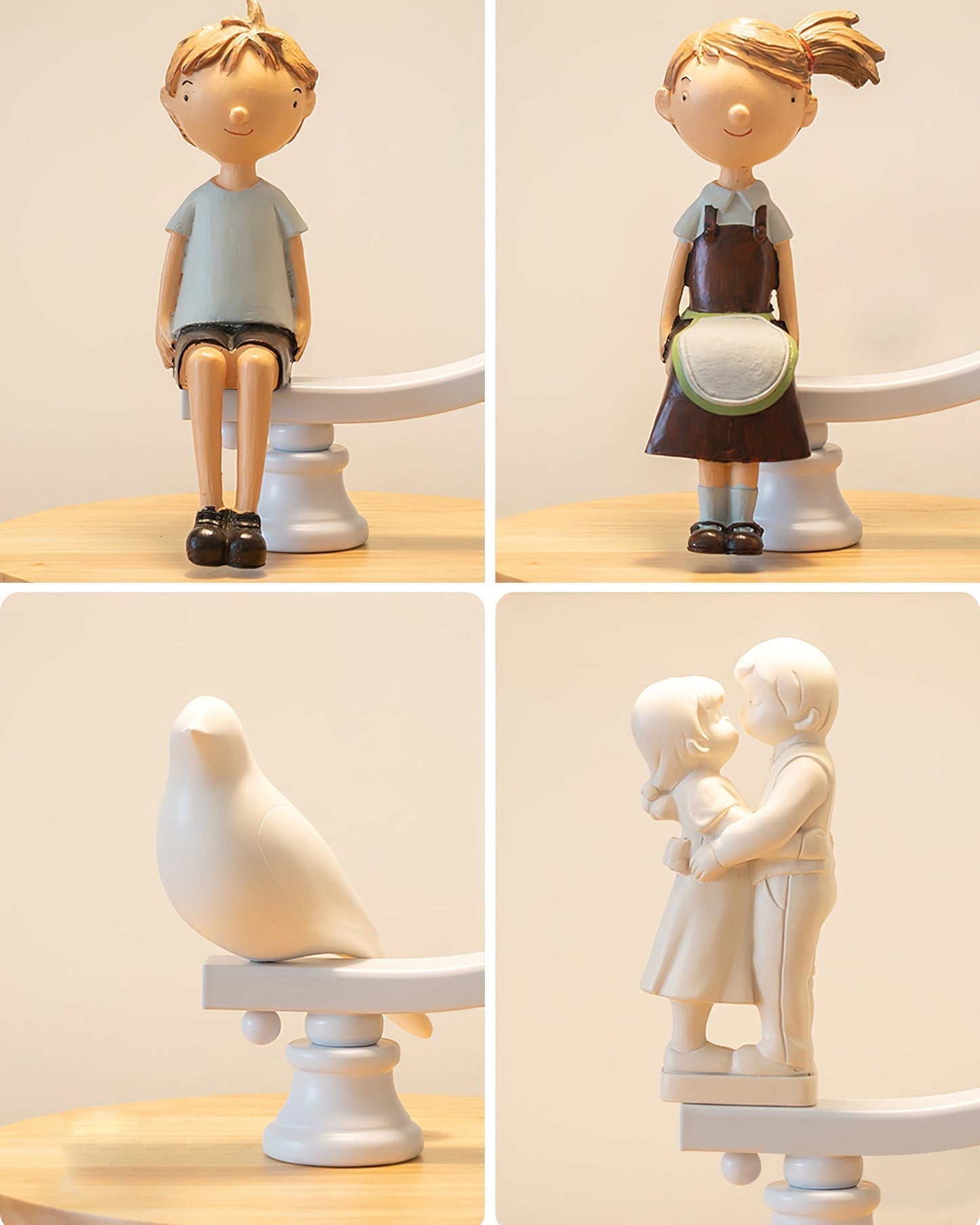 Bureaulamp met Houten Voet, Metalen Frame en Vogelaccent