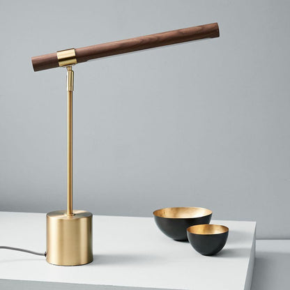 Bureaulamp met verstelbare hoek en goud-walnoot afwerking