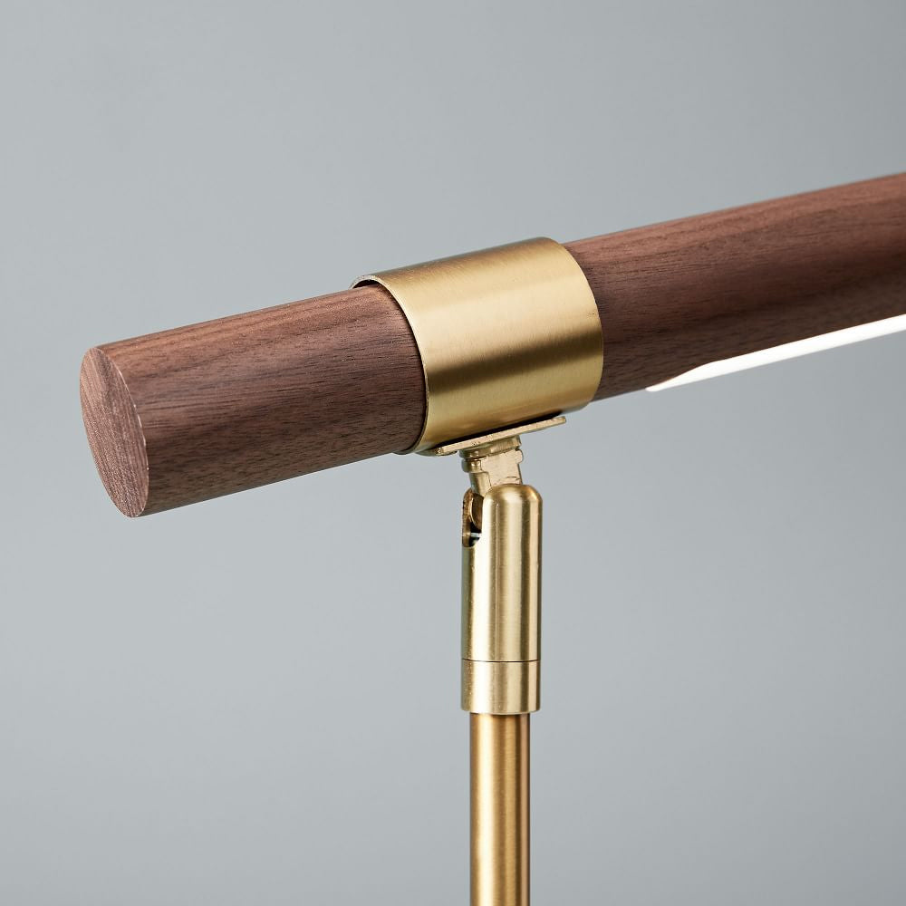 Bureaulamp met verstelbare hoek en goud-walnoot afwerking