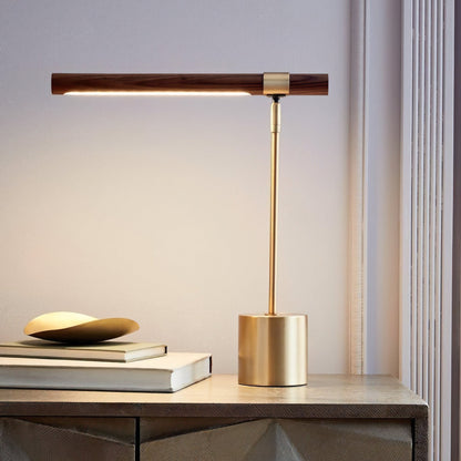 Bureaulamp met verstelbare hoek en goud-walnoot afwerking