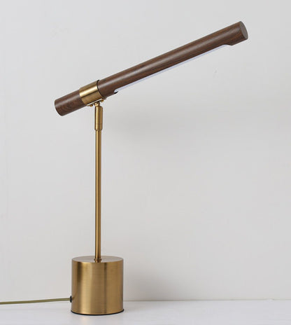 Bureaulamp met verstelbare hoek en goud-hout afwerking