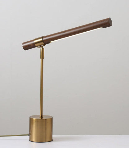 Bureaulamp met verstelbare hoek en goud-walnoot afwerking