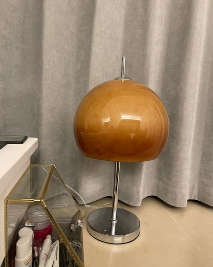 Tafellamp met Paddenstoelvorm en Bruine Glazen Kap voor Slaapkamer en Woonkamer