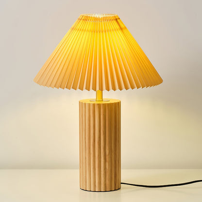 Tafellamp met Houten Voet en Stoffen Kap voor Binnenverlichting