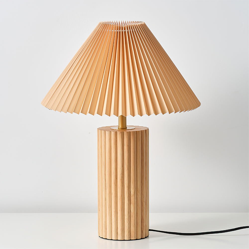 Tafellamp met Houten Voet en Stoffen Kap voor Binnenverlichting