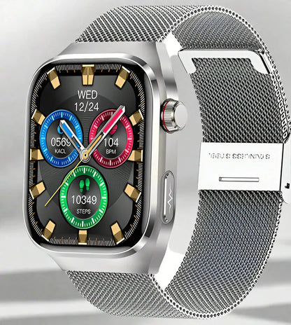 Geavanceerde gezondheids-smartwatch met ECG, bloedsuikermeting, 2,04-inch AMOLED-scherm – Waterdichte fitnesstracker