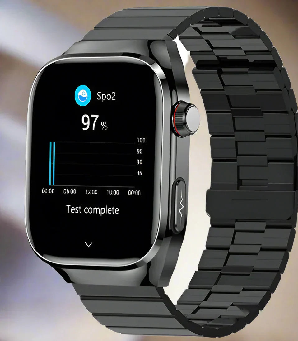 Geavanceerde gezondheids-smartwatch met ECG, bloedsuikermeting, 2,04-inch AMOLED-scherm – Waterdichte fitnesstracker
