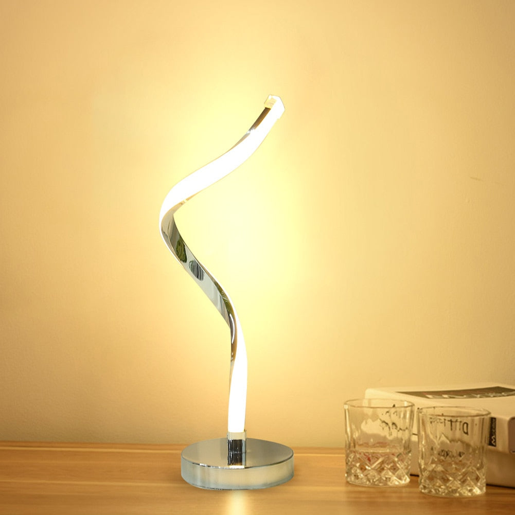 LED Bureaulamp met Spiraalvormig Design en Instelbare Lichtkleuren voor Slaapkamer en Werkruimte