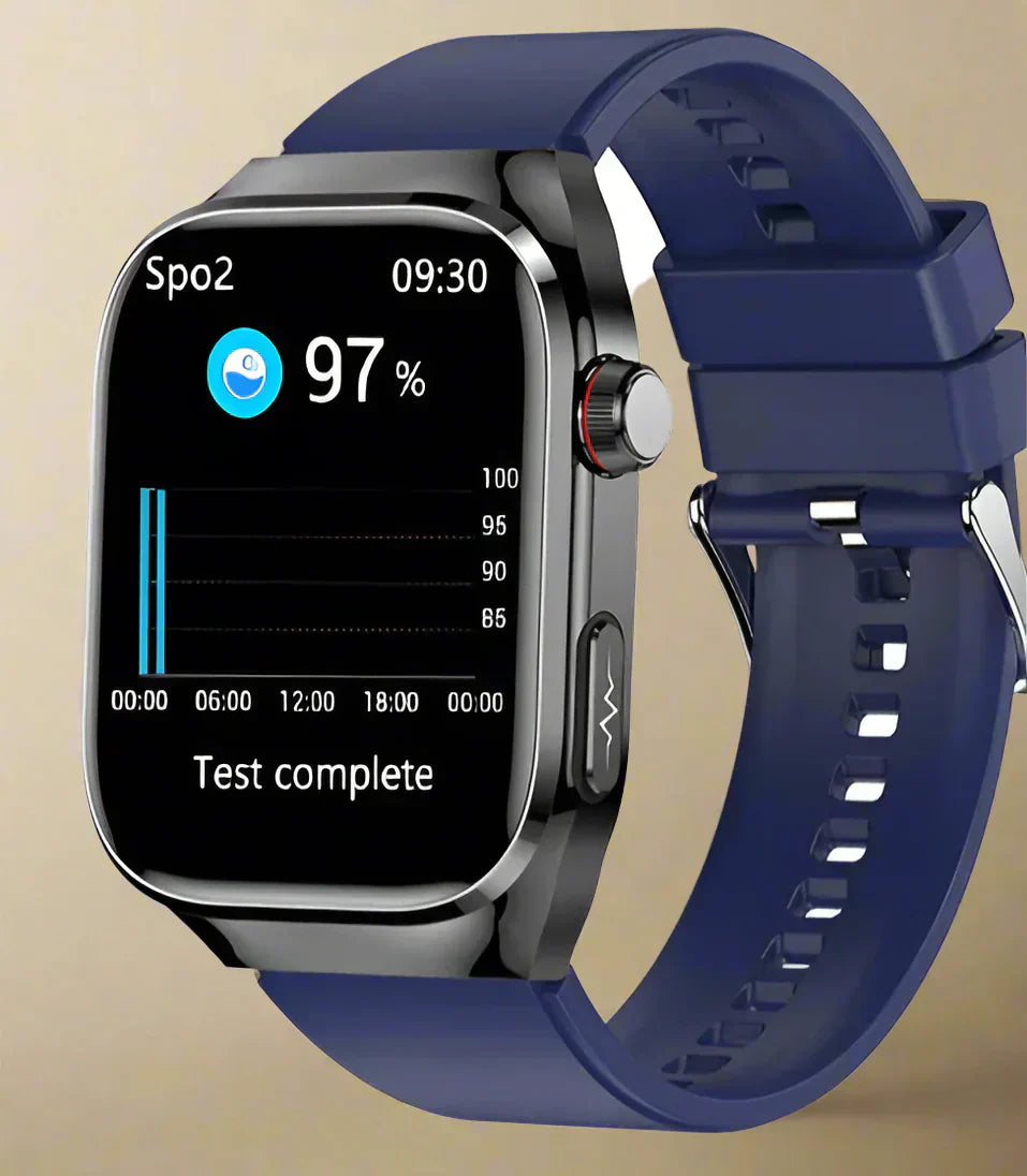 Geavanceerde gezondheids-smartwatch met ECG, bloedsuikermeting, 2,04-inch AMOLED-scherm – Waterdichte fitnesstracker
