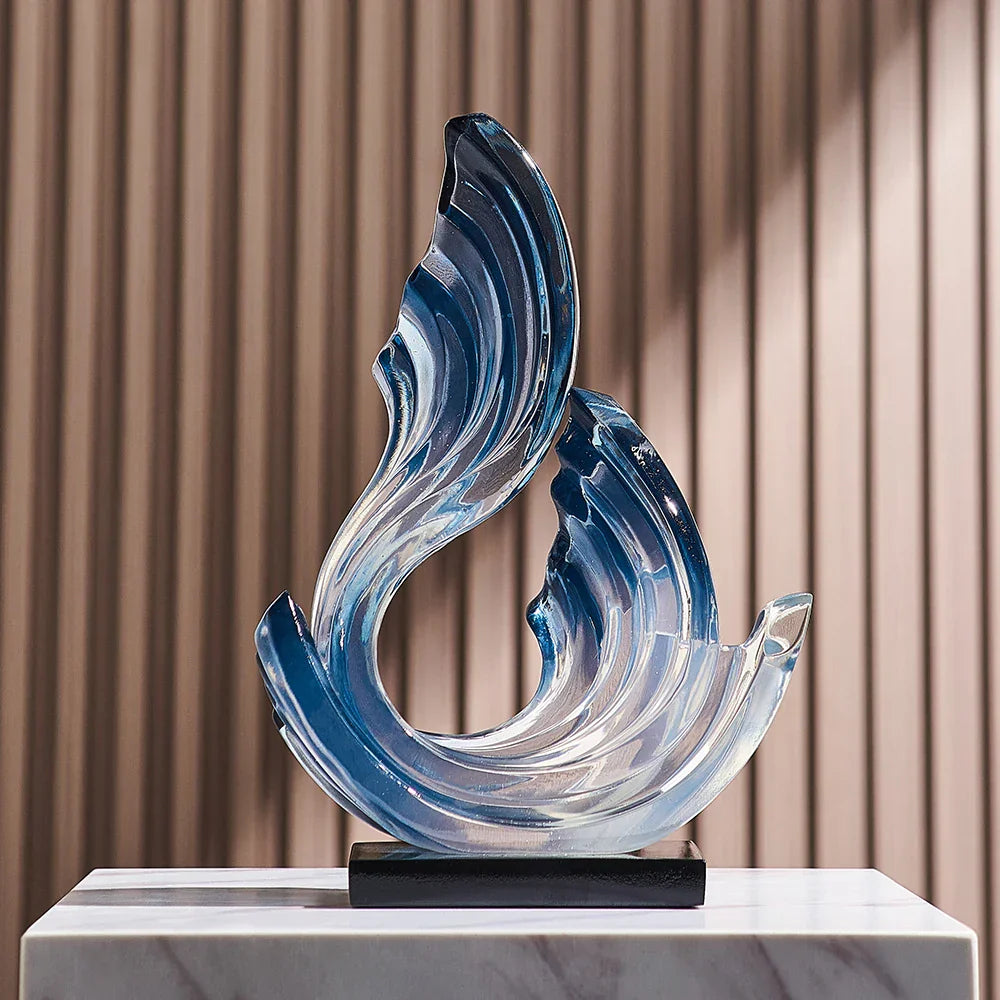 Glazen Ornament met Vloeiende Lijnen voor Interieurdecoratie