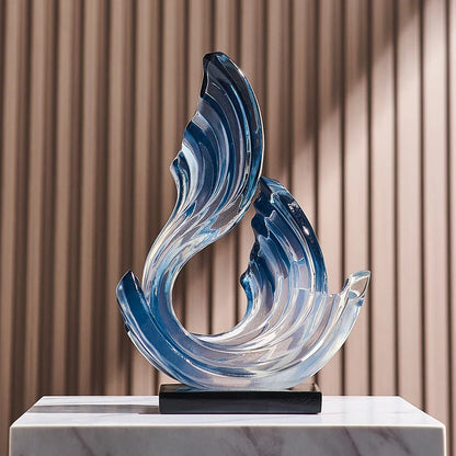Glazen Ornament met Vloeiende Lijnen voor Interieurdecoratie