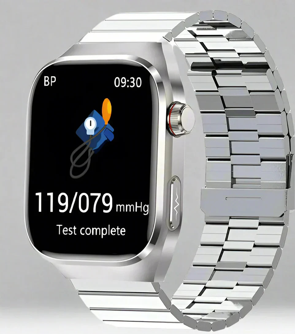 Geavanceerde gezondheids-smartwatch met ECG, bloedsuikermeting, 2,04-inch AMOLED-scherm – Waterdichte fitnesstracker