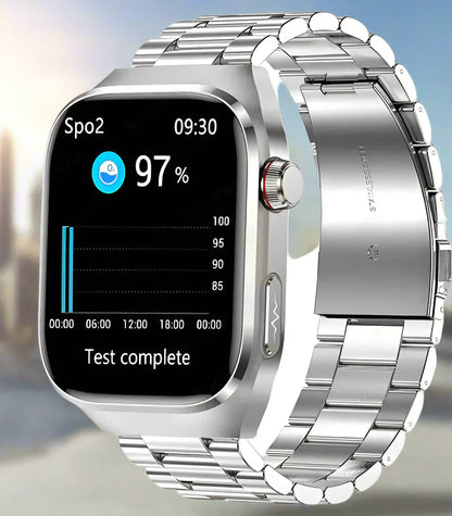 Geavanceerde gezondheids-smartwatch met ECG, bloedsuikermeting, 2,04-inch AMOLED-scherm – Waterdichte fitnesstracker