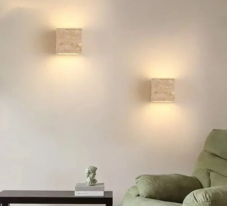 LED Wandlamp van Steen in Geel met Verschillende Lichtkleuren